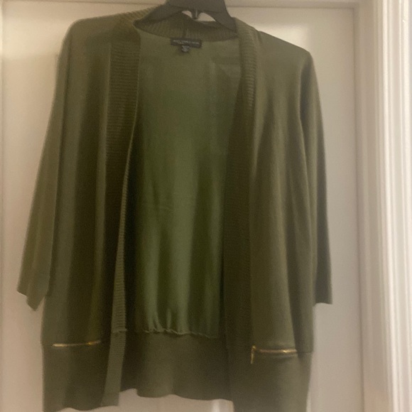 Joan Vass Sweaters - Olive Green 3/4 sleeve open front cardigan. Worn 2 times. 3X